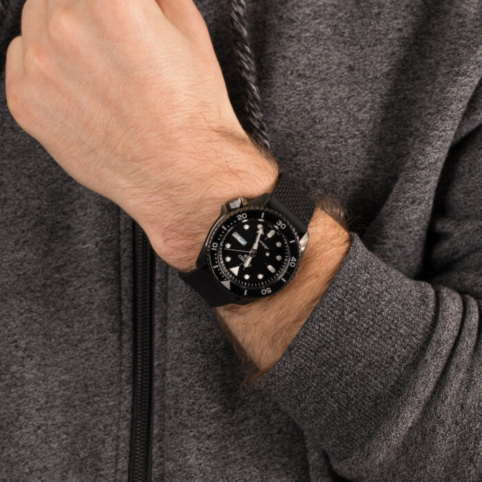 Seiko 5 Sports SKX Series Automatic Black Dial Black Silicone Strap Watch for Men - SRPD65K2 - Image 8